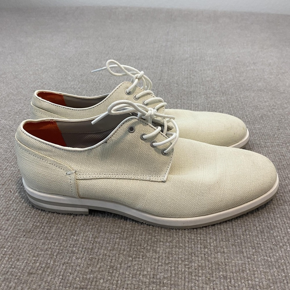 Calvin Klein Jeans Shoes Mens Size 11 White Canvas Lace Up Casual Adrian Sneaker